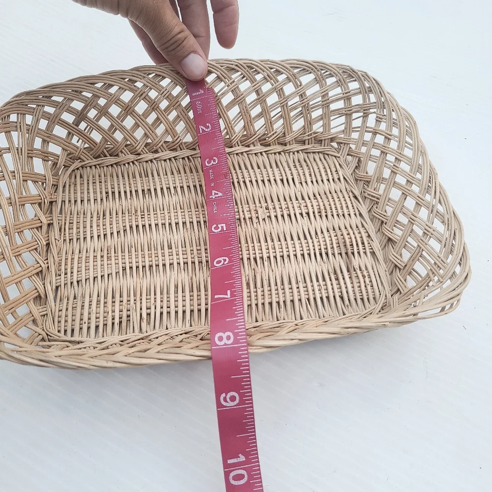 Rectangler Woven wicker basket natural color